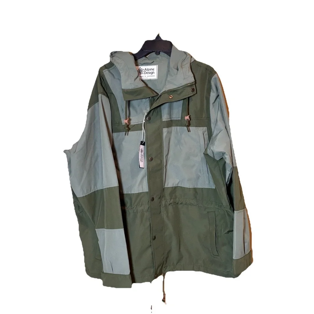 NWT Alpine Design 1962 Sport‎ Mens Size XL Hooded Rain Jacket Green Outdoors